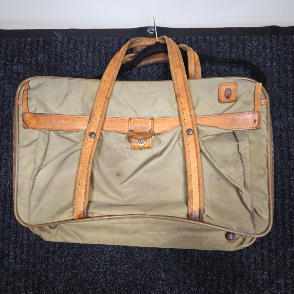 Vintage Hartmann Luggage Canvas Leather Weekender Travel Bag Carry On USA